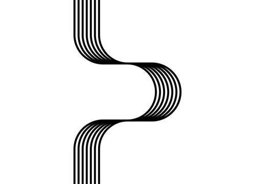 Abstract vector pattern of black parallel lines on a white background. Ribbon. Vector background for covers, advertising, labels, packaging. Striped design element in retro style.