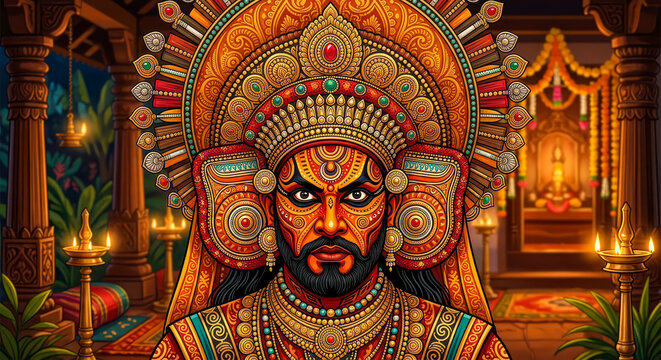 Theyyam performer, Theyyam dance, Kerala culture, Kerala folk art, ritual dance, Hindu ritual, North Kerala, Malabar culture, Kannur, Kasaragod, Kaliyattam, Thirayattam, sacred performance, goddess.