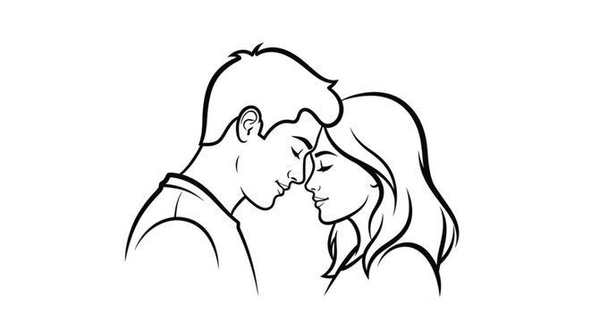 Man and woman touching foreheads together.