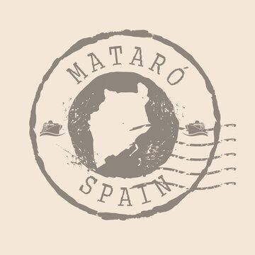 Stamp Postal of  Mataro is the city of  Spain. Map Silhouette rubber Seal.  Design Retro Travel. Seal of Map Mataro  grunge  for your design.  EPS10