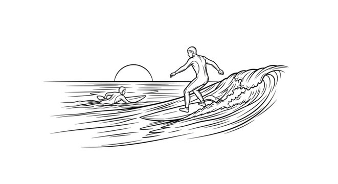 Man surfing on ocean wave.