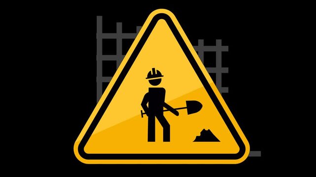Warning triangle alert icon animation on grid danger caution notification