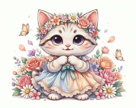 Cute Cat Unicorn Floral Tumbler Design