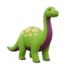 Fototapeta premium Cute green cartoon dinosaur with yellow spots on white background
