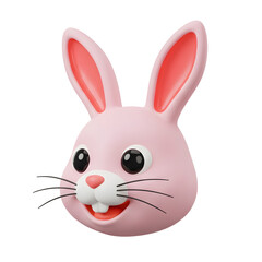 Fototapeta premium Cute pink bunny face with big eyes and long ears