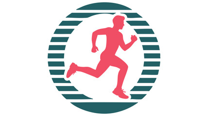 Obraz premium Runner Speed Icon Inside Circular Track Logo with Striped Motion Lines and Sporty Silhouette Featuring Running, Sport, Athlete with Fitness and Race