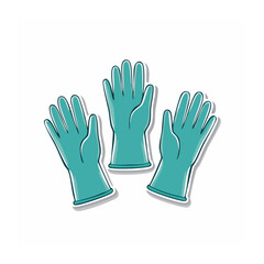 Fototapeta premium Three teal rubber gloves in flat design style
