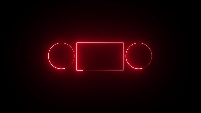 Glowing saber rectangle neon frame black background animation . Seamless Loop, Neon abstract rectangle and circle shape line animation holiday. green . 4 k video