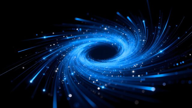 Blue light swirl on black background