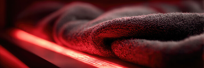 Infrared sauna blanket fabric creating warm, wavy texture, suggesting comfort, wellness, health, and home spa relaxation, focusing on detox and relaxation concepts