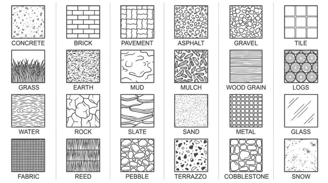 Collection of 24 hand-drawn texture patterns for design and illustration background surface