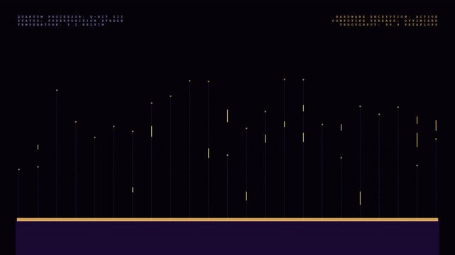 Futuristic quantum processor HUD with data equalizer and superposition metrics