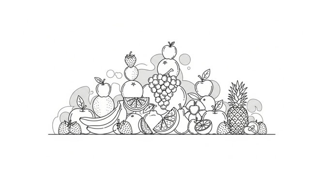 Variety of Fresh Fruit Lineup Display.