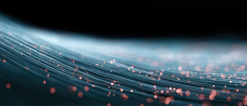 artificial intelligence agent network visualized as thousands of coordinated light paths, modern enterprise technology concept