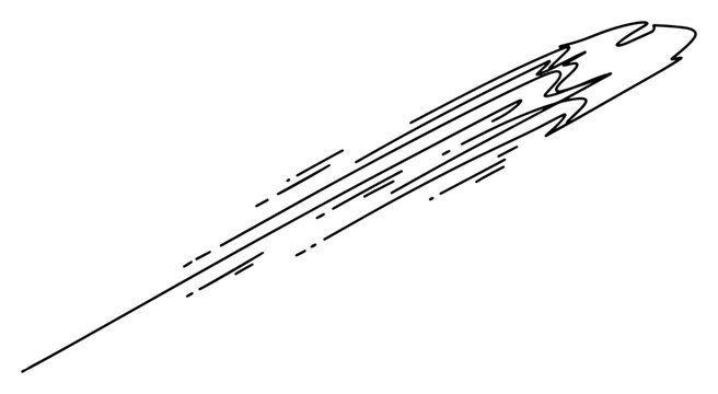 Falling Star or Meteor Comet with Tail Line Art Illustration, Cosmic Speed and Space Concept Vector Graphic