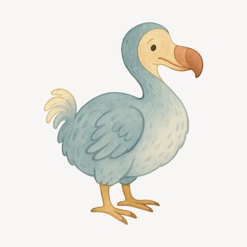 Whimsical dodo bird illustration.