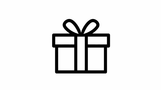 Line art gift box icon for celebration or present
