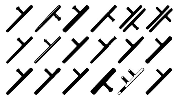 Tonfa Martial Arts Weapon Collection Vector Set with Traditional and Training Designs