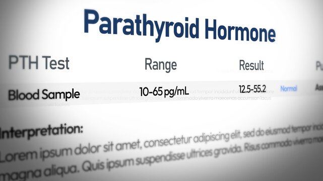 Parathyroid hormone PTH test blood sample analysis results range concept design background