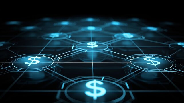 Digital global financial network showcasing various currency symbols and their significance