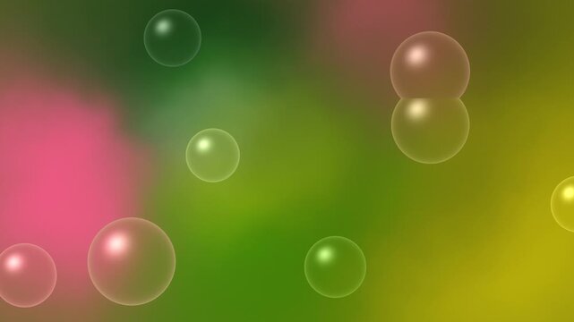 Green Yellow Gray Glass Bubbles Motion Background, Smooth Floating Bubbles Animation Seamless Loop, 4K