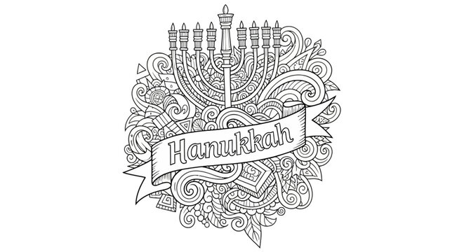 Hanukkah menorah with decorative elements.