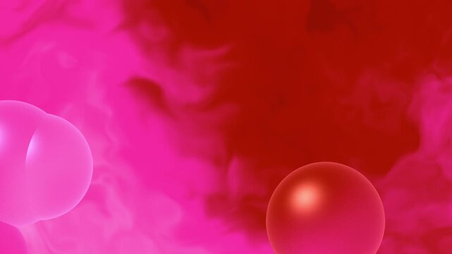 Pink Red Magenta Glass Bubbles Motion Background, Smooth Floating Bubbles Animation Seamless Loop, 4K