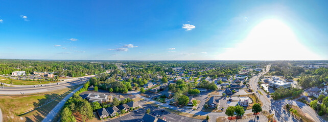Fototapeta premium Aerial View of Wheeler Road Corridor and Suburban Development in Augusta Georgia USA