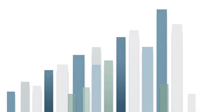 Animated flat design bar chart growing upward on white background