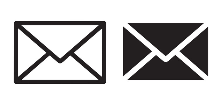 Minimalist envelope icon set with linear and solid styles for user interface design and web apps.