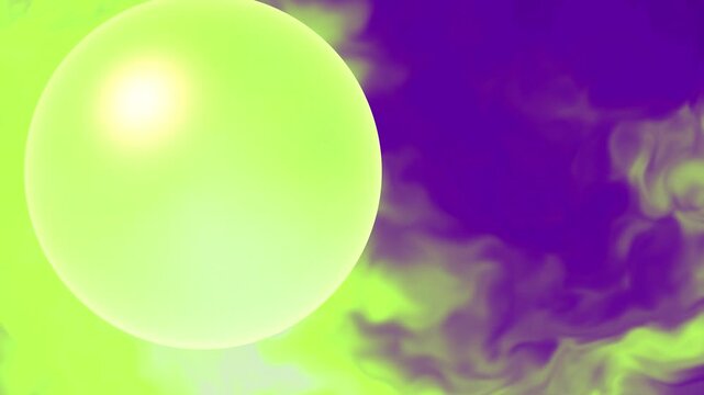 Lime Purple Green Glass Bubbles Motion Background, Smooth Floating Bubbles Animation Seamless Loop, 4K