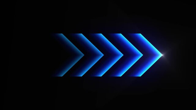 Right direction neon arrow. Abstract directional arrow loading. Traffic direction.