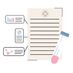 Medical report with laboratory test tube and analytics © Angur