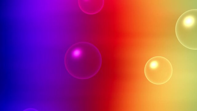 Blue Magenta Green Glass Bubbles Motion Background, Smooth Floating Bubbles Animation Seamless Loop, 4K