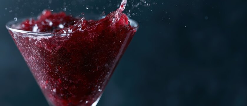 Dark berry cocktail splash, cinematic nightlife atmosphere, luxury bar advertising style