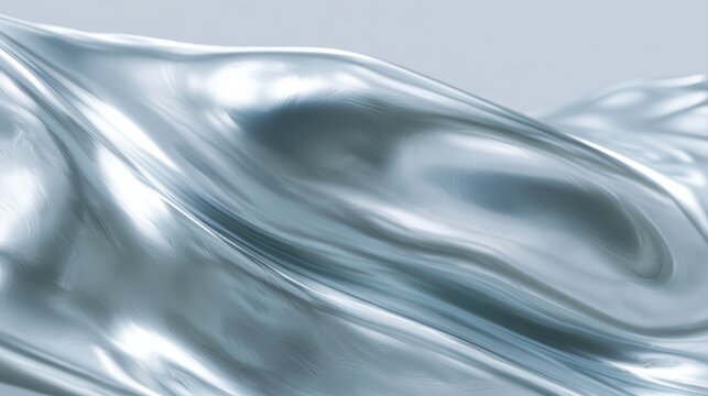 Abstract silver liquid splash, futuristic chrome reflections, glossy metallic texture aesthetic