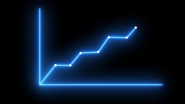 Neon business growth graph arrow animation. abstract business down to up arrow animation. Neon line market Recovery Concept, Business line arrow.