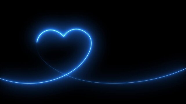 Neon glowing love hearts concepts. Valentine's Day indicate. Love One line drawing concept. love card neon glowing icon. Bright valentines love heart symbol animation. Happy valentines day icon