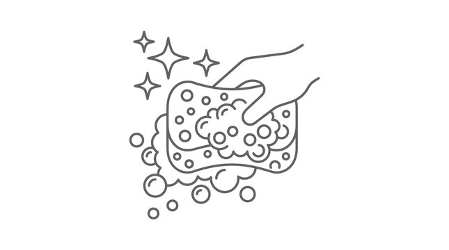 Linear hand cleaning with foamy sponge and sparkles