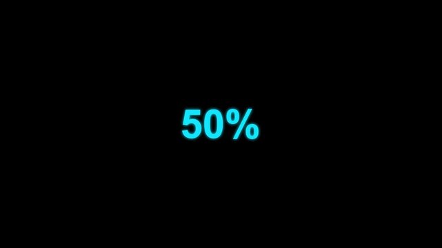 Abstract counting 0 to 100 % loading progress bar icon animated. Percentage counter from 0 to 100 percent. Simple Percentage Counter Animation with Loading Bar on Transparent Background.