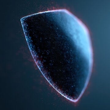 Cybersecurity protection concepts visualized through glowing digital shields and futuristic particle systems