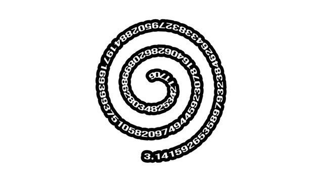 Pi spiral symbol, black isolated vector silhouette