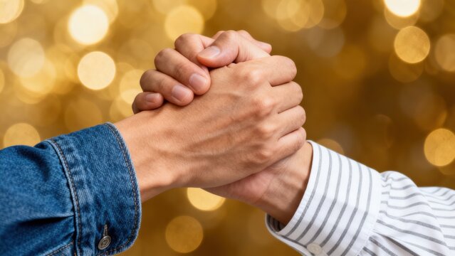 Two hands clasped together