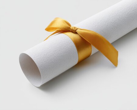 Elegant diploma scroll with luxury golden ribbon, premium education design aesthetic