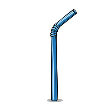 Blue drinking straw with a bendable section for easy use
