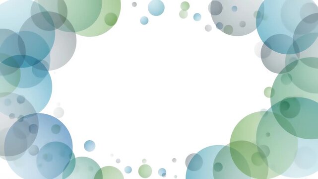 Abstract background with floating translucent pastel circles forming a border around white copy space