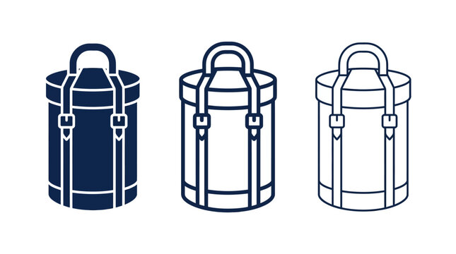 Stylized linear drawstring backpacks in three variations