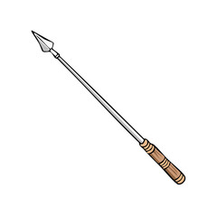 Naklejka premium Sharp spear weapon with pointed metal tip and wooden handle for hunting or combat