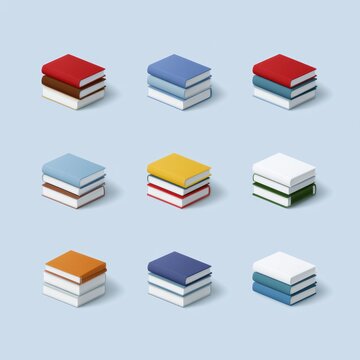 Minimal book icon set, modern flat design, colorful UI elements