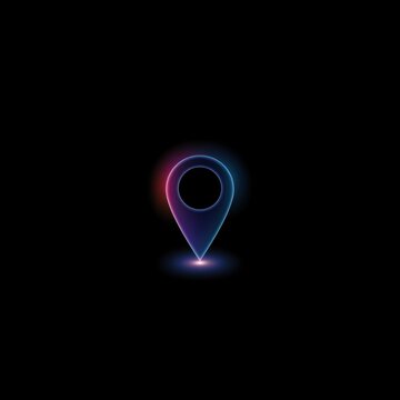 Minimal location pin icon with gradient glow, modern app interface aesthetic